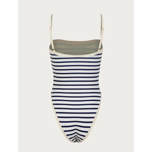 SAME Los Angeles Swim Womens One Piece ColorBlock Stripped Navy Blue Large - Picture 4 of 13